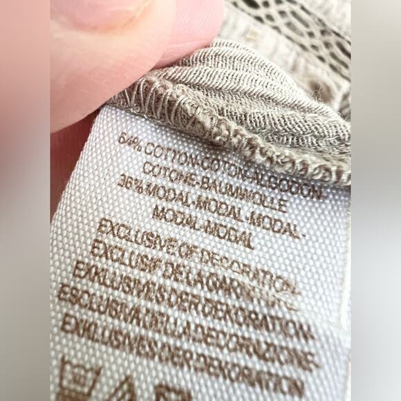 Free People Summer Stars Beige Top Small bottom bohemian balloon sleeve crochet - Picture 5 of 10